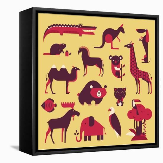 Animals Set-vector pro-Framed Stretched Canvas