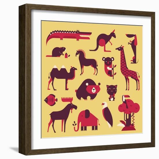 Animals Set-vector pro-Framed Art Print