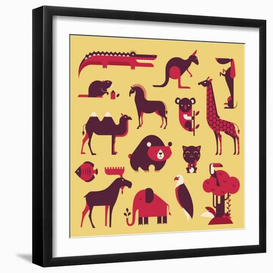 Animals Set-vector pro-Framed Art Print