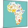 Animals World Map Africa. Colorful Cartoon Vector Illustration-coffeee_in-Mounted Art Print