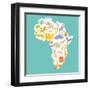 Animals World Map Africa. Colorful Cartoon Vector Illustration-coffeee_in-Framed Art Print