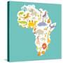 Animals World Map Africa. Colorful Cartoon Vector Illustration-coffeee_in-Stretched Canvas