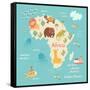 Animals World Map Africa-coffeee_in-Framed Stretched Canvas