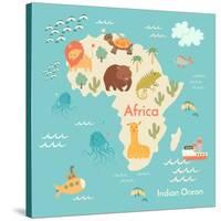 Animals World Map Africa-coffeee_in-Stretched Canvas