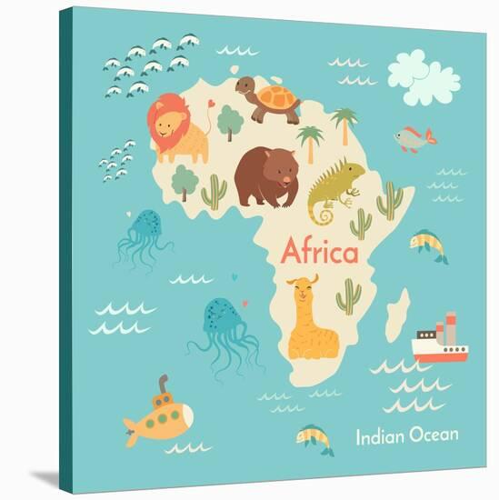 Animals World Map Africa-coffeee_in-Stretched Canvas