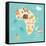 Animals World Map Africa-coffeee_in-Framed Stretched Canvas