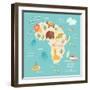 Animals World Map Africa-coffeee_in-Framed Art Print