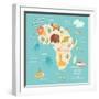 Animals World Map Africa-coffeee_in-Framed Art Print