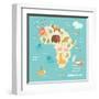 Animals World Map Africa-coffeee_in-Framed Art Print