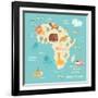 Animals World Map Africa-coffeee_in-Framed Art Print