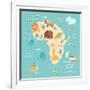 Animals World Map Africa-coffeee_in-Framed Art Print