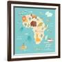 Animals World Map Africa-coffeee_in-Framed Art Print