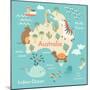 Animals World Map Australia-coffeee_in-Mounted Art Print