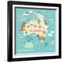 Animals World Map Australia-coffeee_in-Framed Art Print