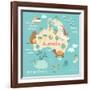 Animals World Map Australia-coffeee_in-Framed Art Print