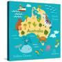 Animals World Map Australia-coffeee_in-Stretched Canvas