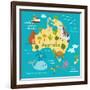 Animals World Map Australia-coffeee_in-Framed Art Print