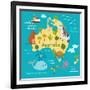 Animals World Map Australia-coffeee_in-Framed Art Print