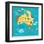 Animals World Map Australia-coffeee_in-Framed Art Print