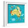 Animals World Map Australia-coffeee_in-Framed Art Print