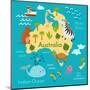 Animals World Map Australia-coffeee_in-Mounted Art Print