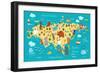 Animals World Map Eurasia-coffeee_in-Framed Premium Giclee Print