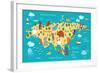 Animals World Map Eurasia-coffeee_in-Framed Art Print