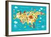 Animals World Map Eurasia-coffeee_in-Framed Art Print