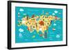 Animals World Map Eurasia-coffeee_in-Framed Art Print