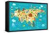 Animals World Map Eurasia-coffeee_in-Framed Stretched Canvas