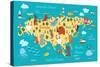 Animals World Map Eurasia-coffeee_in-Stretched Canvas