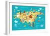 Animals World Map Eurasia-coffeee_in-Framed Art Print