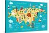 Animals World Map Eurasia-coffeee_in-Stretched Canvas