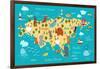 Animals World Map Eurasia-coffeee_in-Framed Art Print