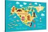 Animals World Map North America-coffeee_in-Stretched Canvas