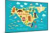Animals World Map North America-coffeee_in-Mounted Art Print