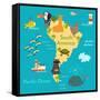 Animals World Map Sorth America-coffeee_in-Framed Stretched Canvas