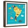 Animals World Map Sorth America-coffeee_in-Framed Art Print