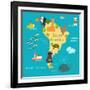 Animals World Map Sorth America-coffeee_in-Framed Art Print