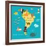 Animals World Map Sorth America-coffeee_in-Framed Art Print