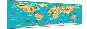 Animals World Map-coffeee_in-Mounted Art Print