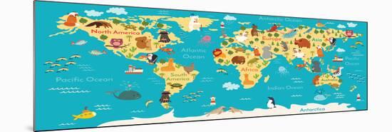 Animals World Map-coffeee_in-Mounted Premium Giclee Print