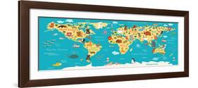 Animals World Map-coffeee_in-Framed Art Print