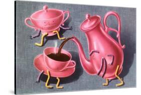 Animated Coffee Pot and Cup-null-Stretched Canvas