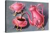 Animated Coffee Pot and Cup-Found Image Press-Stretched Canvas