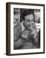 Animator and Movie Producer Walt Disney Eating Chicken-null-Framed Photographic Print