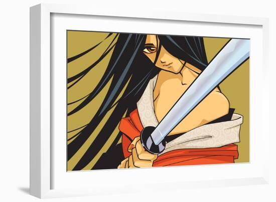 Anime Fighter with Sword-Harry Briggs-Framed Giclee Print