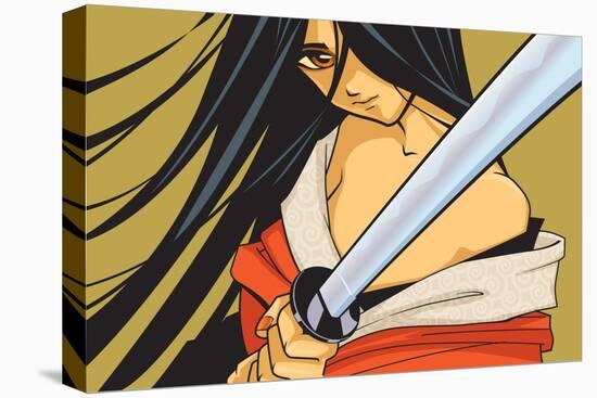 Anime Fighter with Sword-Harry Briggs-Stretched Canvas