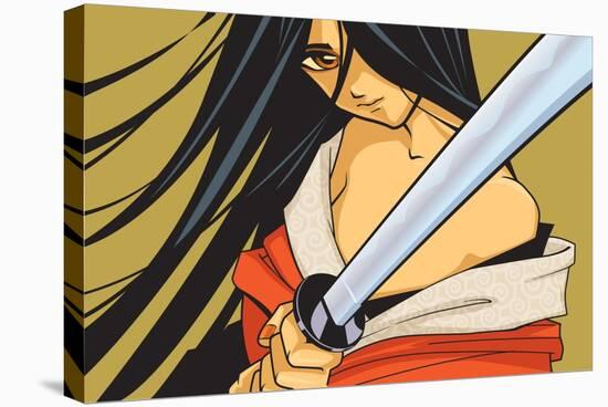 Anime Fighter with Sword-Harry Briggs-Stretched Canvas