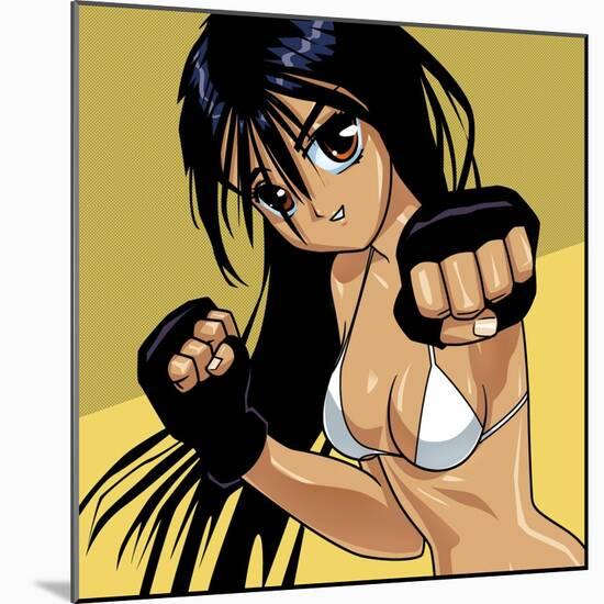 Anime Girl Fighter-Harry Briggs-Mounted Giclee Print